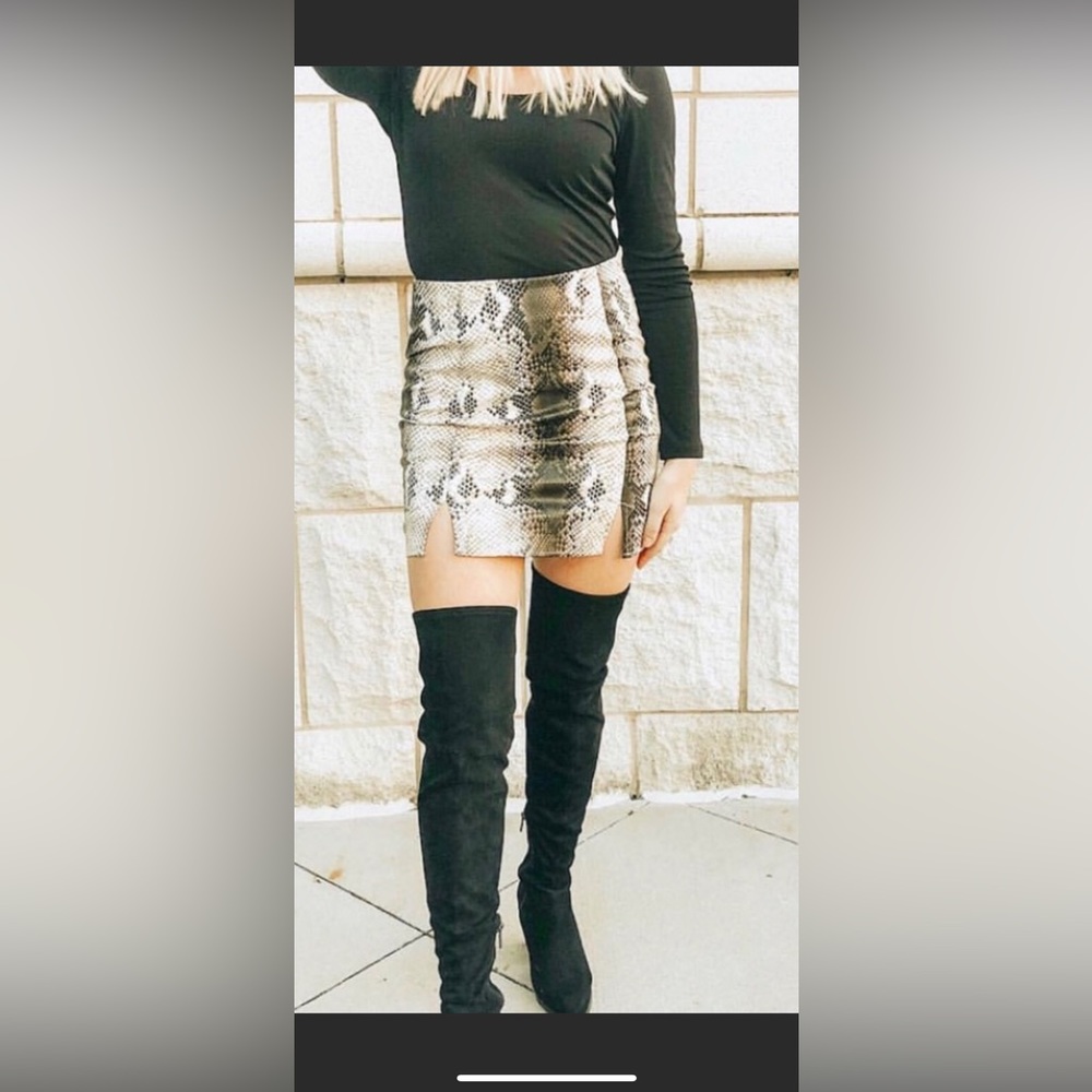 Snake Skin Leather Mini Skirt